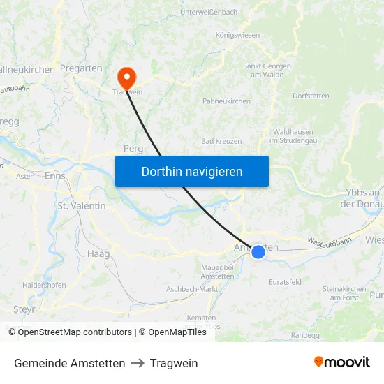 Gemeinde Amstetten to Tragwein map