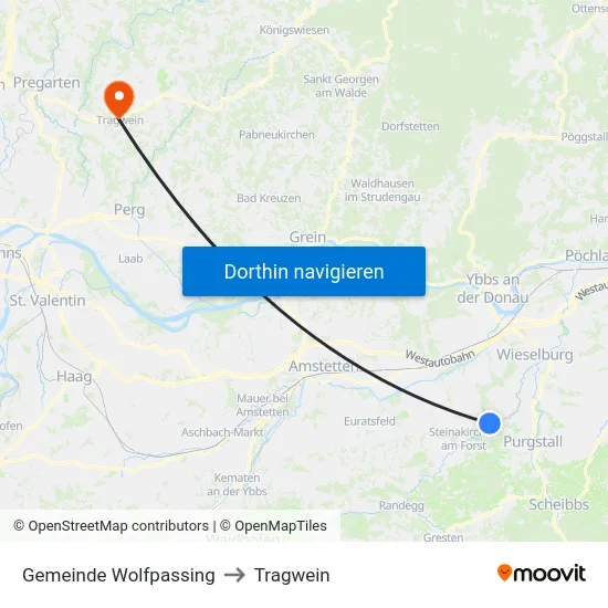 Gemeinde Wolfpassing to Tragwein map