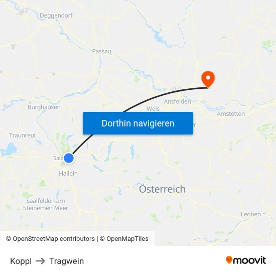 Koppl to Tragwein map