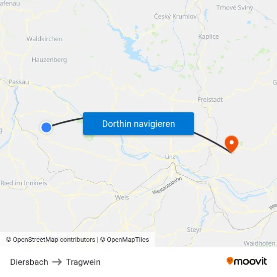 Diersbach to Tragwein map