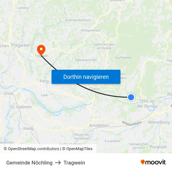 Gemeinde Nöchling to Tragwein map