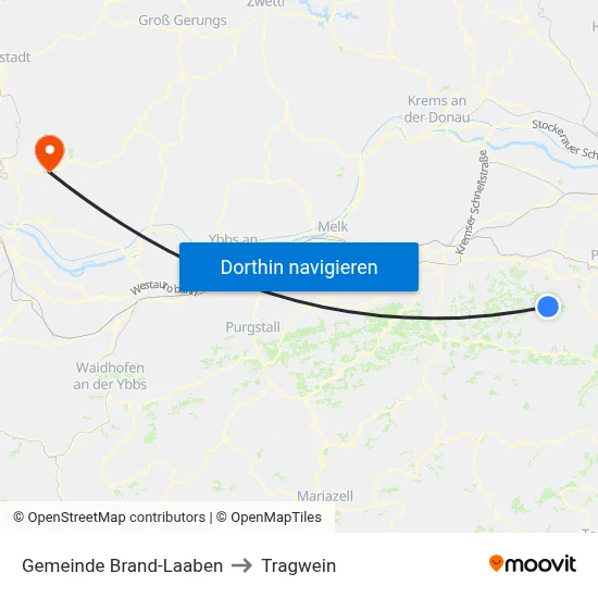 Gemeinde Brand-Laaben to Tragwein map
