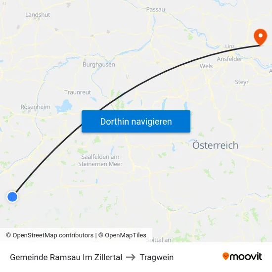 Gemeinde Ramsau Im Zillertal to Tragwein map