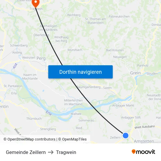 Gemeinde Zeillern to Tragwein map