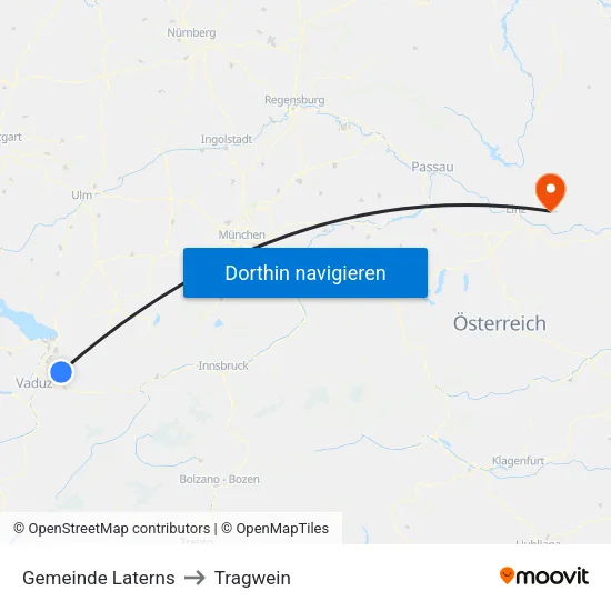 Gemeinde Laterns to Tragwein map