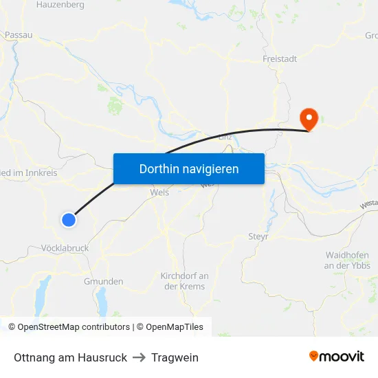 Ottnang am Hausruck to Tragwein map