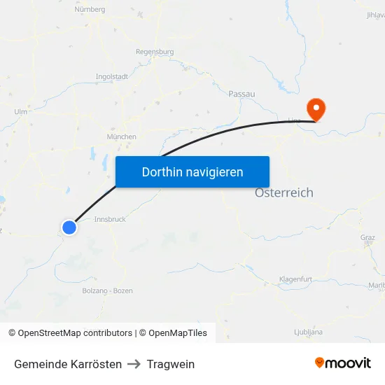 Gemeinde Karrösten to Tragwein map