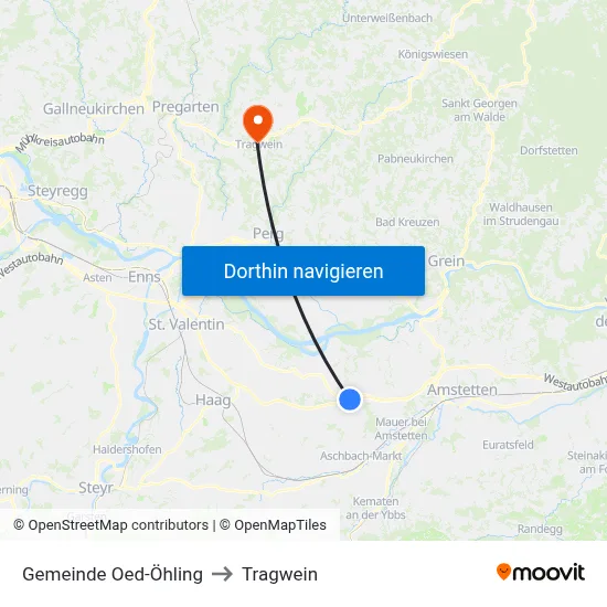 Gemeinde Oed-Öhling to Tragwein map