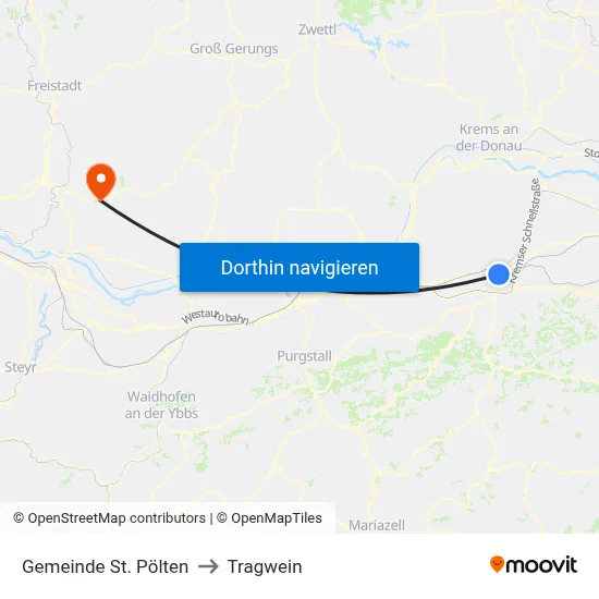 Gemeinde St. Pölten to Tragwein map