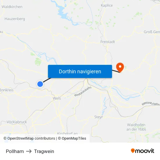 Pollham to Tragwein map