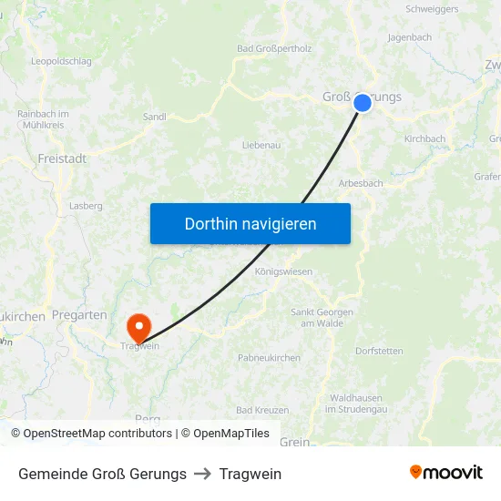 Gemeinde Groß Gerungs to Tragwein map