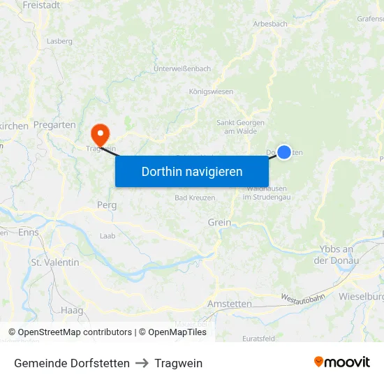 Gemeinde Dorfstetten to Tragwein map