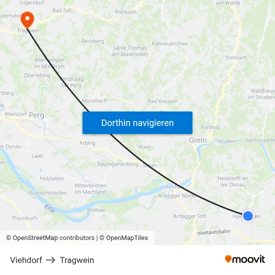 Viehdorf to Tragwein map