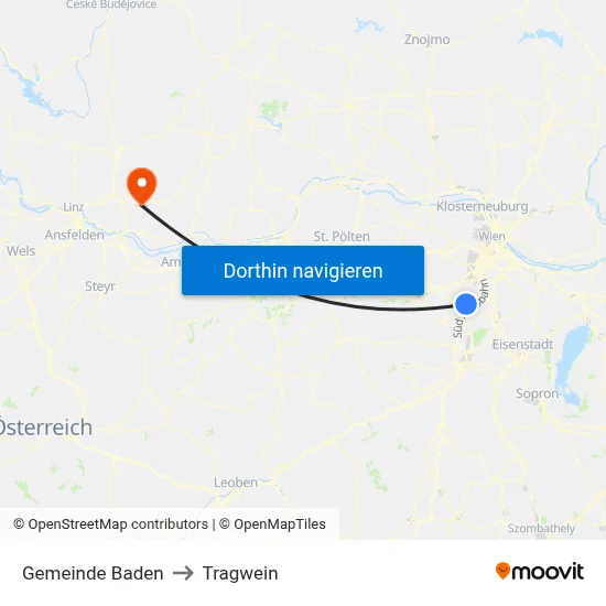 Gemeinde Baden to Tragwein map
