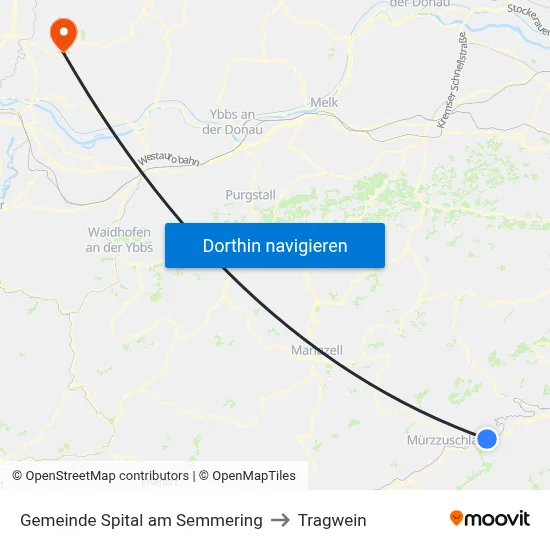 Gemeinde Spital am Semmering to Tragwein map