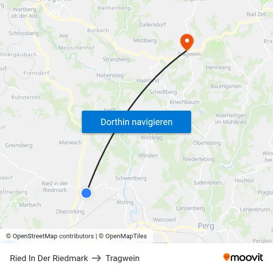 Ried In Der Riedmark to Tragwein map