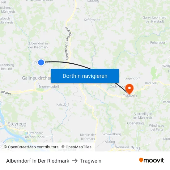 Alberndorf In Der Riedmark to Tragwein map
