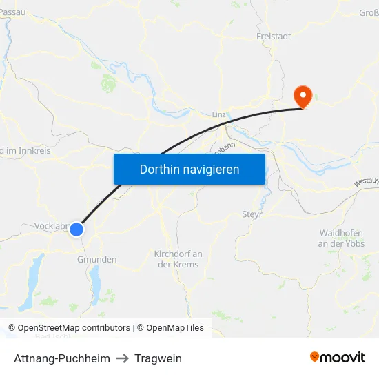 Attnang-Puchheim to Tragwein map