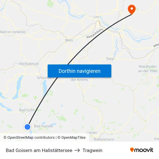 Bad Goisern am Hallstättersee to Tragwein map