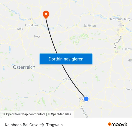 Kainbach Bei Graz to Tragwein map