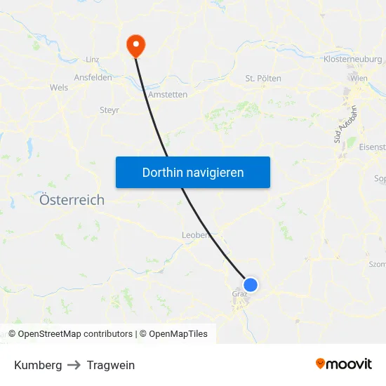 Kumberg to Tragwein map