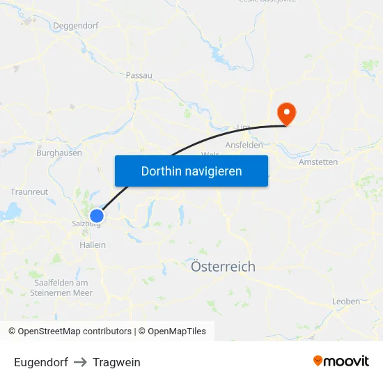 Eugendorf to Tragwein map