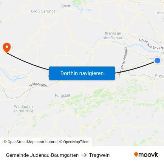 Gemeinde Judenau-Baumgarten to Tragwein map