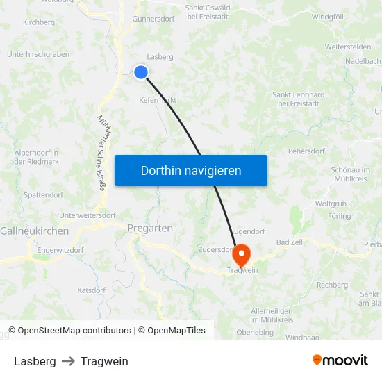 Lasberg to Tragwein map
