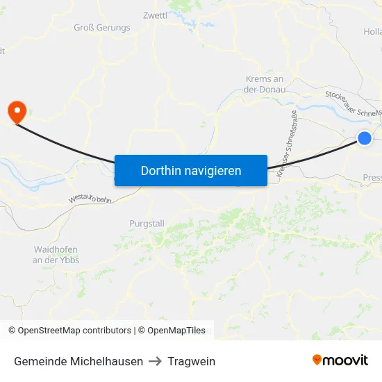 Gemeinde Michelhausen to Tragwein map