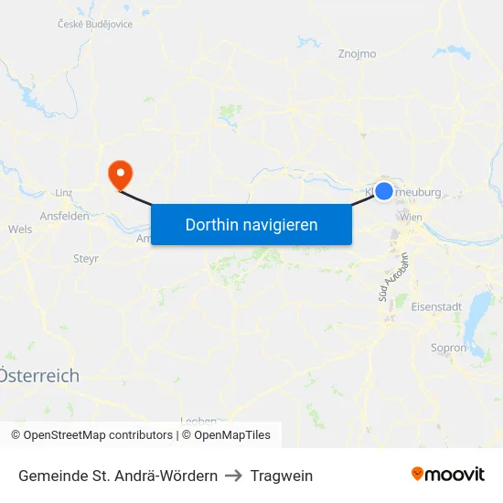 Gemeinde St. Andrä-Wördern to Tragwein map