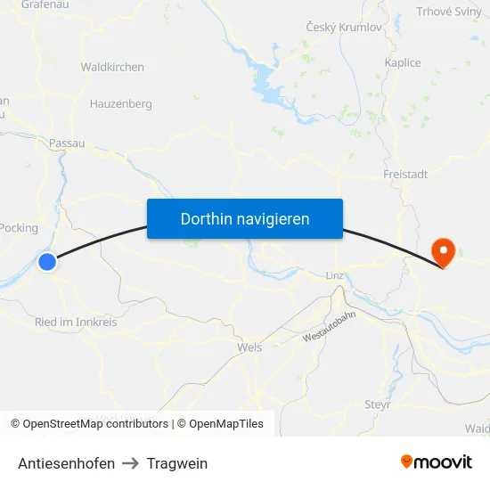 Antiesenhofen to Tragwein map
