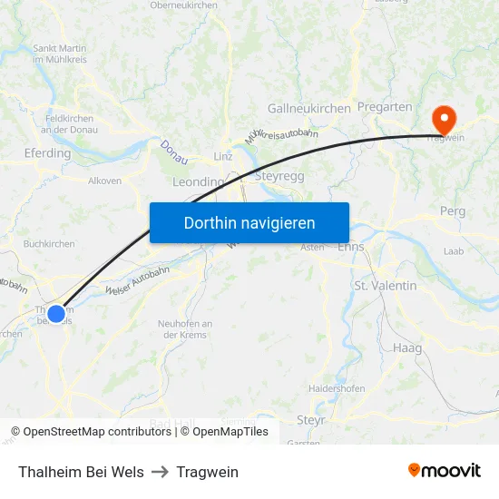 Thalheim Bei Wels to Tragwein map