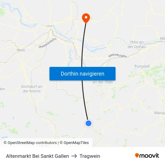 Altenmarkt Bei Sankt Gallen to Tragwein map