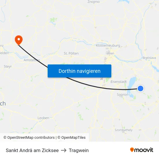 Sankt Andrä am Zicksee to Tragwein map