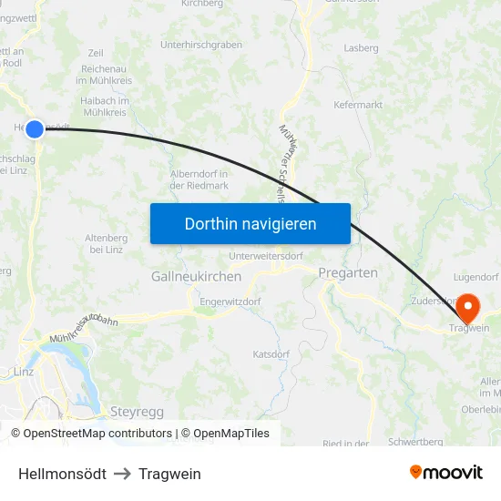 Hellmonsödt to Tragwein map