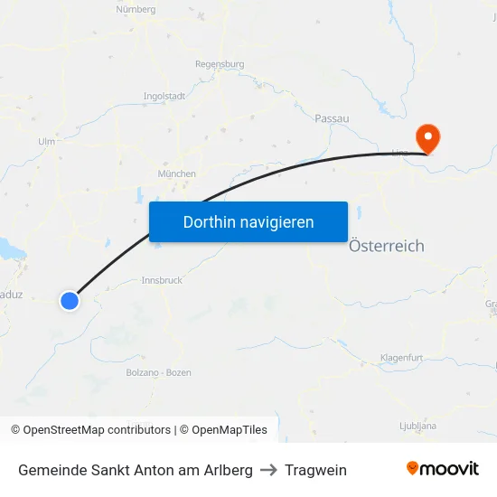 Gemeinde Sankt Anton am Arlberg to Tragwein map