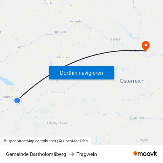 Gemeinde Bartholomäberg to Tragwein map