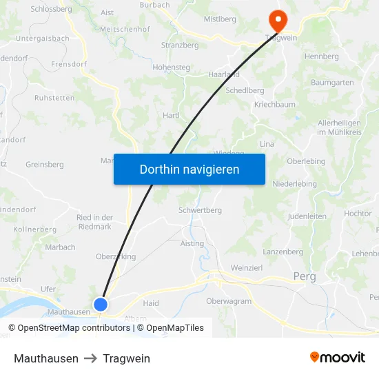 Mauthausen to Tragwein map
