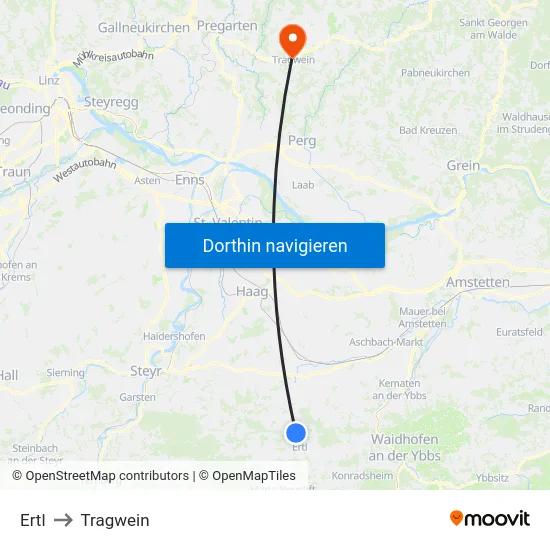 Ertl to Tragwein map