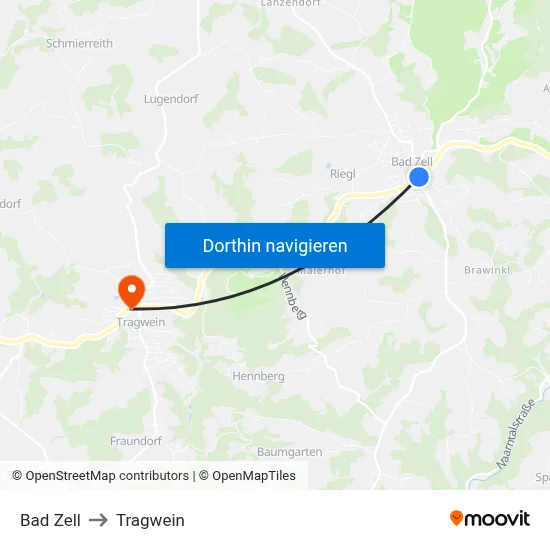 Bad Zell to Tragwein map