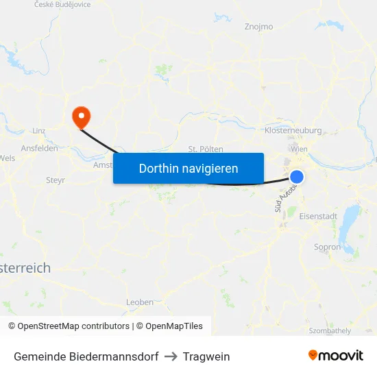 Gemeinde Biedermannsdorf to Tragwein map