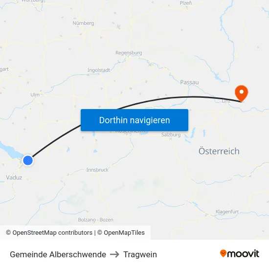 Gemeinde Alberschwende to Tragwein map