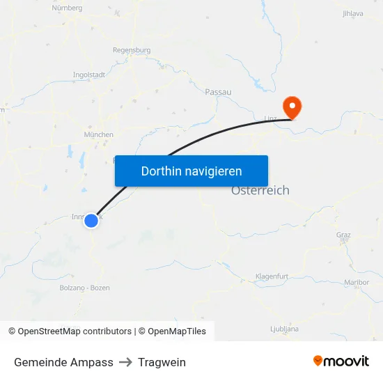 Gemeinde Ampass to Tragwein map