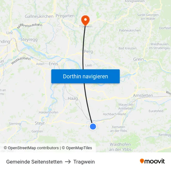 Gemeinde Seitenstetten to Tragwein map