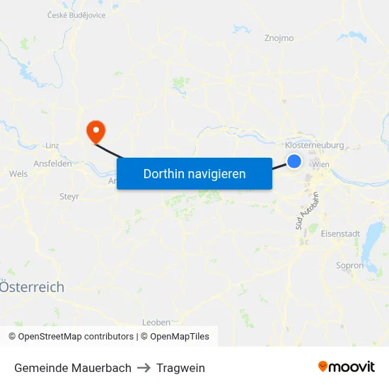 Gemeinde Mauerbach to Tragwein map