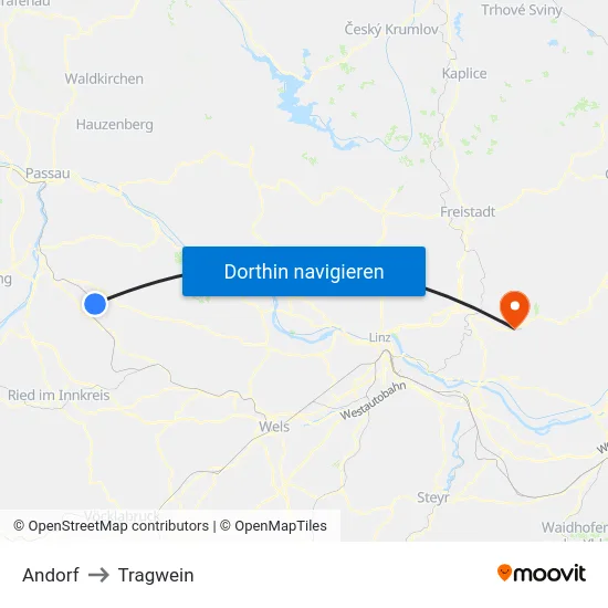 Andorf to Tragwein map