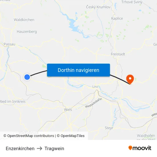 Enzenkirchen to Tragwein map