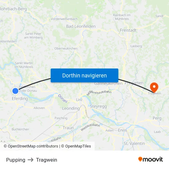 Pupping to Tragwein map