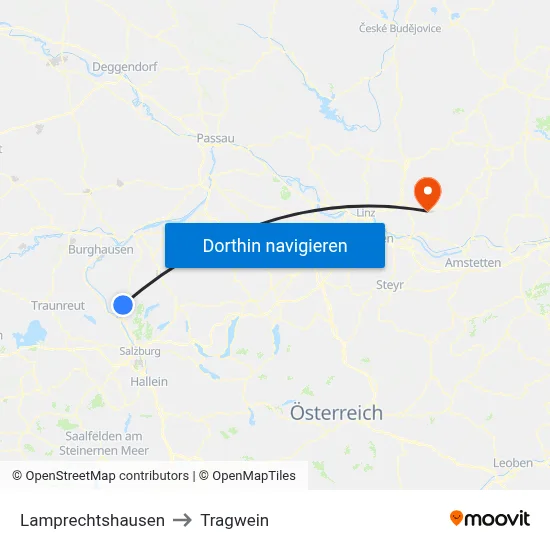 Lamprechtshausen to Tragwein map
