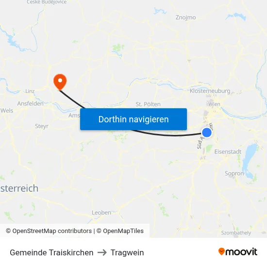 Gemeinde Traiskirchen to Tragwein map